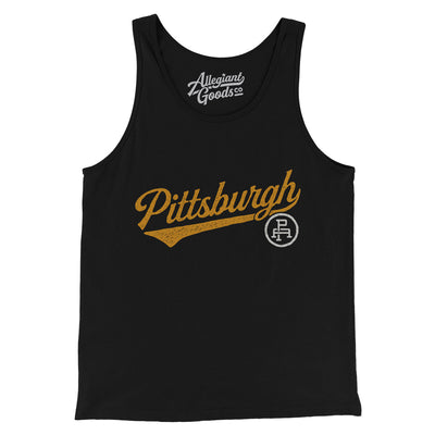 Pittsburgh Vintage Script Men/Unisex Tank Top-Black-Allegiant Goods Co. Vintage Sports Apparel