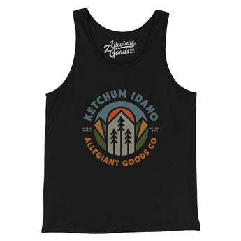 Ketchum Idaho Retro Badge Men/Unisex Tank Top-Black-Allegiant Goods Co. Vintage Sports Apparel