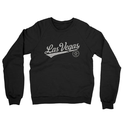 Las Vegas Vintage Script Midweight French Terry Crewneck Sweatshirt-Black-Allegiant Goods Co. Vintage Sports Apparel