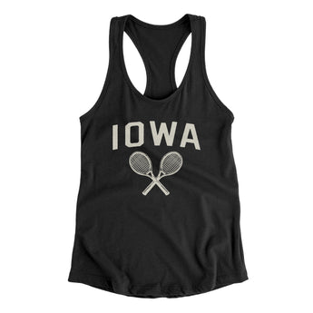 Iowa Tennis Women's Racerback Tank-Black-Allegiant Goods Co. Vintage Sports Apparel