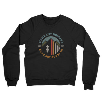 Cooke City Montana Retro Badge Midweight French Terry Crewneck Sweatshirt-Black-Allegiant Goods Co. Vintage Sports Apparel