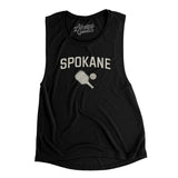 Spokane Pickleball Women's Flowey Scoopneck Muscle Tank-Black-Allegiant Goods Co. Vintage Sports Apparel