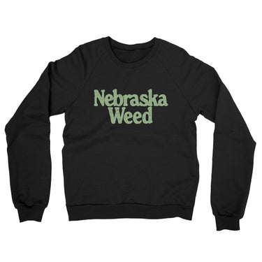 Nebraska Weed Midweight French Terry Crewneck Sweatshirt-Black-Allegiant Goods Co. Vintage Sports Apparel