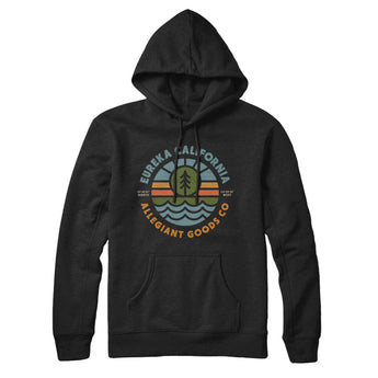 Eureka California Retro Badge Hoodie-Black-Allegiant Goods Co. Vintage Sports Apparel