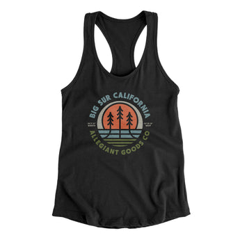 Big Sur California Retro Badge Women's Racerback Tank-Black-Allegiant Goods Co. Vintage Sports Apparel
