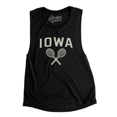 Iowa Tennis Women's Flowey Scoopneck Muscle Tank-Black-Allegiant Goods Co. Vintage Sports Apparel
