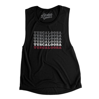 Tuscaloosa Repeat Women's Flowey Scoopneck Muscle Tank-Black-Allegiant Goods Co. Vintage Sports Apparel