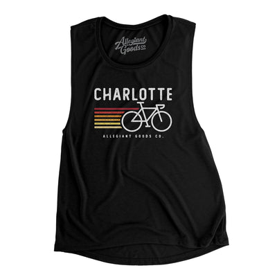 Charlotte Cycling Women's Flowey Scoopneck Muscle Tank-Black-Allegiant Goods Co. Vintage Sports Apparel