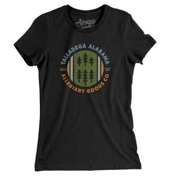 Talladega Alabama Retro Badge Women's T-Shirt-Black-Allegiant Goods Co. Vintage Sports Apparel