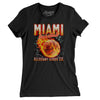 Miami Basketball Throwback Mascot Women's T-Shirt-Black-Allegiant Goods Co. Vintage Sports Apparel