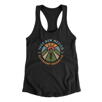 Taos New Mexico Retro Badge Women's Racerback Tank-Allegiant Goods Co. Vintage Sports Apparel