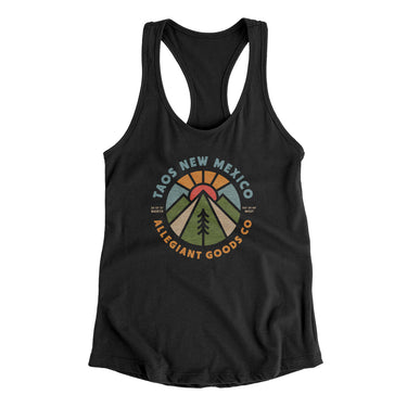 Taos New Mexico Retro Badge Women's Racerback Tank-Allegiant Goods Co. Vintage Sports Apparel