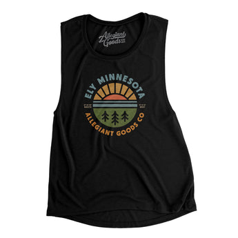 Ely Minnesota Retro Badge Women's Flowey Scoopneck Muscle Tank-Allegiant Goods Co. Vintage Sports Apparel