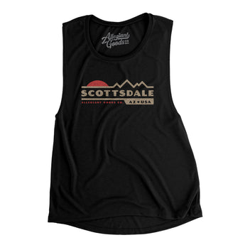 Scottsdale Mountain Sunset Women's Flowey Scoopneck Muscle Tank-Black-Allegiant Goods Co. Vintage Sports Apparel