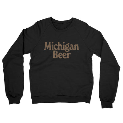 Michigan Beer Midweight French Terry Crewneck Sweatshirt-Black-Allegiant Goods Co. Vintage Sports Apparel