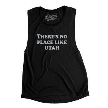 There's No Place Like Utah Women's Flowey Scoopneck Muscle Tank-Black-Allegiant Goods Co. Vintage Sports Apparel
