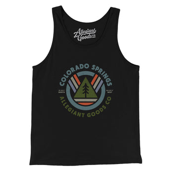 Colorado Springs Retro Badge Men/Unisex Tank Top-Black-Allegiant Goods Co. Vintage Sports Apparel
