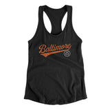 Baltimore Vintage Script Women's Racerback Tank-Black-Allegiant Goods Co. Vintage Sports Apparel