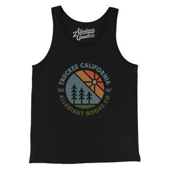 Truckee California Retro Badge Men/Unisex Tank Top-Black-Allegiant Goods Co. Vintage Sports Apparel