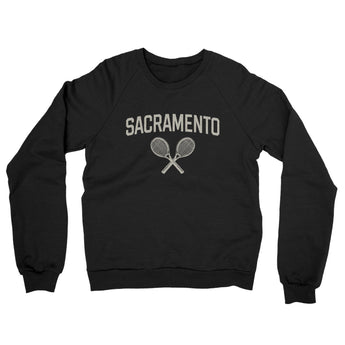 Sacramento Tennis Midweight French Terry Crewneck Sweatshirt-Black-Allegiant Goods Co. Vintage Sports Apparel