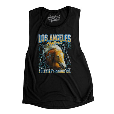Los Angeles Football Throwback Mascot - Horse Women's Flowey Scoopneck Muscle Tank-Allegiant Goods Co. Vintage Sports Apparel