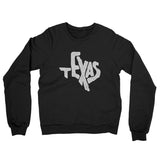 Texas State Shape Text Midweight French Terry Crewneck Sweatshirt-Allegiant Goods Co. Vintage Sports Apparel