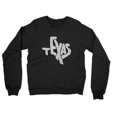 Texas State Shape Text Midweight French Terry Crewneck Sweatshirt-Allegiant Goods Co. Vintage Sports Apparel