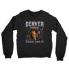 Denver Football Throwback Mascot Midweight French Terry Crewneck Sweatshirt-Black-Allegiant Goods Co. Vintage Sports Apparel