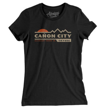 Cañon City Mountain Sunset Women's T-Shirt-Black-Allegiant Goods Co. Vintage Sports Apparel