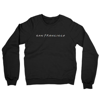 San Francisco Friends Midweight French Terry Crewneck Sweatshirt-Black-Allegiant Goods Co. Vintage Sports Apparel