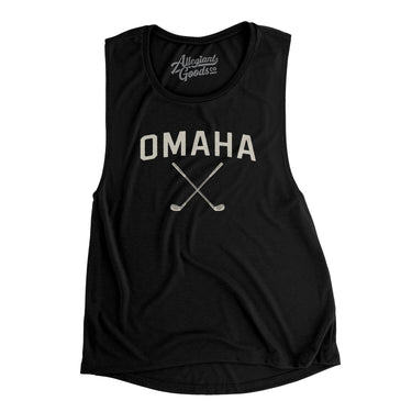 Omaha Golf Women's Flowey Scoopneck Muscle Tank-Black-Allegiant Goods Co. Vintage Sports Apparel