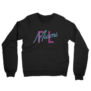 Miami Fl Overprinted Midweight French Terry Crewneck Sweatshirt-Allegiant Goods Co. Vintage Sports Apparel