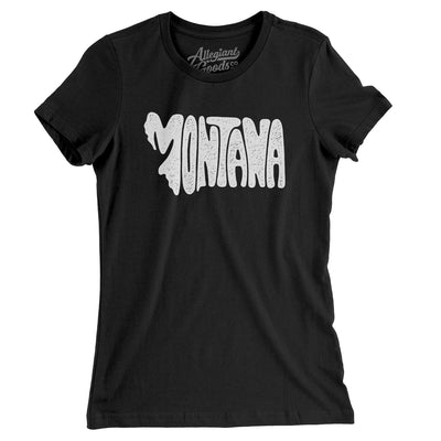 Montana State Shape Text Women's T-Shirt-Black-Allegiant Goods Co. Vintage Sports Apparel