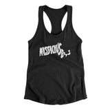 Massachusetts State Shape Text Women's Racerback Tank-Allegiant Goods Co. Vintage Sports Apparel
