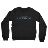 Actually It's Pronounced Oregon Midweight French Terry Crewneck Sweatshirt-Black-Allegiant Goods Co. Vintage Sports Apparel