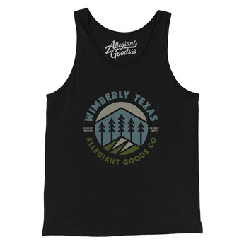 Wimberly Texas Retro Badge Men/Unisex Tank Top-Black-Allegiant Goods Co. Vintage Sports Apparel