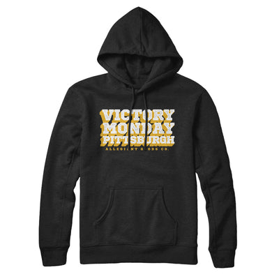 Victory Monday Pittsburgh Hoodie-Black-Allegiant Goods Co. Vintage Sports Apparel