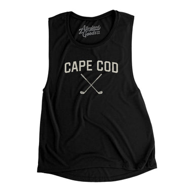 Cape Cod Golf Women's Flowey Scoopneck Muscle Tank-Black-Allegiant Goods Co. Vintage Sports Apparel