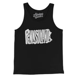Pennsylvania State Shape Text Men/Unisex Tank Top-Black-Allegiant Goods Co. Vintage Sports Apparel