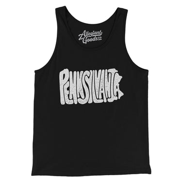 Pennsylvania State Shape Text Men/Unisex Tank Top-Black-Allegiant Goods Co. Vintage Sports Apparel