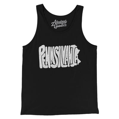 Pennsylvania State Shape Text Men/Unisex Tank Top-Black-Allegiant Goods Co. Vintage Sports Apparel