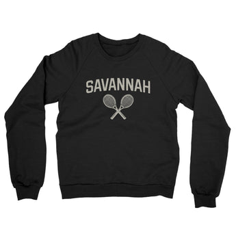 Savannah Tennis Midweight French Terry Crewneck Sweatshirt-Black-Allegiant Goods Co. Vintage Sports Apparel