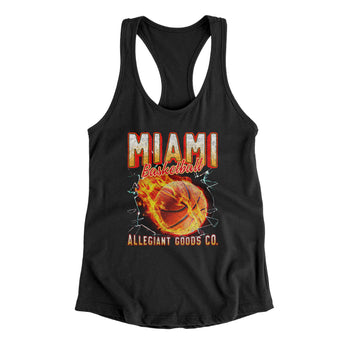 Miami Basketball Throwback Mascot Women's Racerback Tank-Allegiant Goods Co. Vintage Sports Apparel