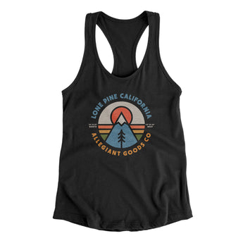 Lone Pine California Retro Badge Women's Racerback Tank-Black-Allegiant Goods Co. Vintage Sports Apparel