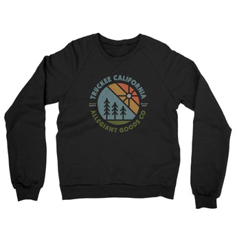 Truckee California Retro Badge Midweight French Terry Crewneck Sweatshirt-Black-Allegiant Goods Co. Vintage Sports Apparel