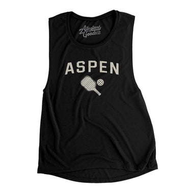 Aspen Pickleball Women's Flowey Scoopneck Muscle Tank-Black-Allegiant Goods Co. Vintage Sports Apparel