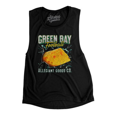 Green Bay Football Throwback Mascot Women's Flowey Scoopneck Muscle Tank-Allegiant Goods Co. Vintage Sports Apparel