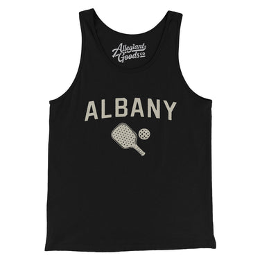 Albany Pickleball Men/Unisex Tank Top-Black-Allegiant Goods Co. Vintage Sports Apparel