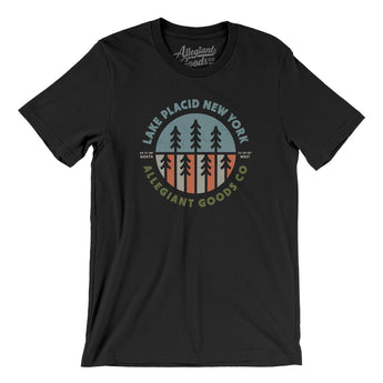 Lake Placid New York Retro Badge Men/Unisex T-Shirt-Black-Allegiant Goods Co. Vintage Sports Apparel