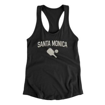 Santa Monica Pickleball Women's Racerback Tank-Black-Allegiant Goods Co. Vintage Sports Apparel